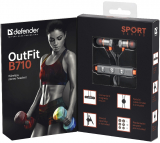 Bluetooth Headset Drahtloses Stereo Kopfhörer mit Mikrofon und Bedienungstasten am Kabel OutFit B710 schwarz/orange